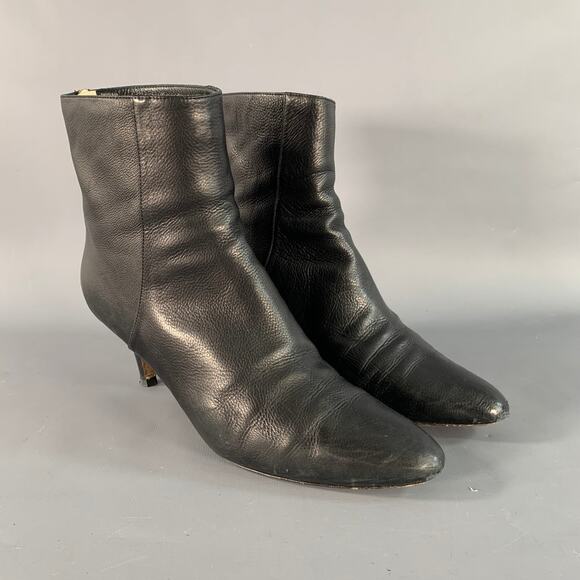 JIMMY CHOO Size 8 Black Leather Pebble Grain Back Zip Boots - Picture 1 of 7